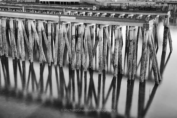 Twilight Pier BW