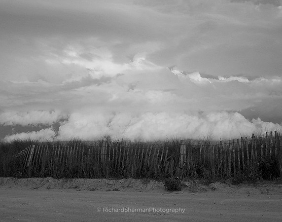 Storm Rolls Out to Sea BW